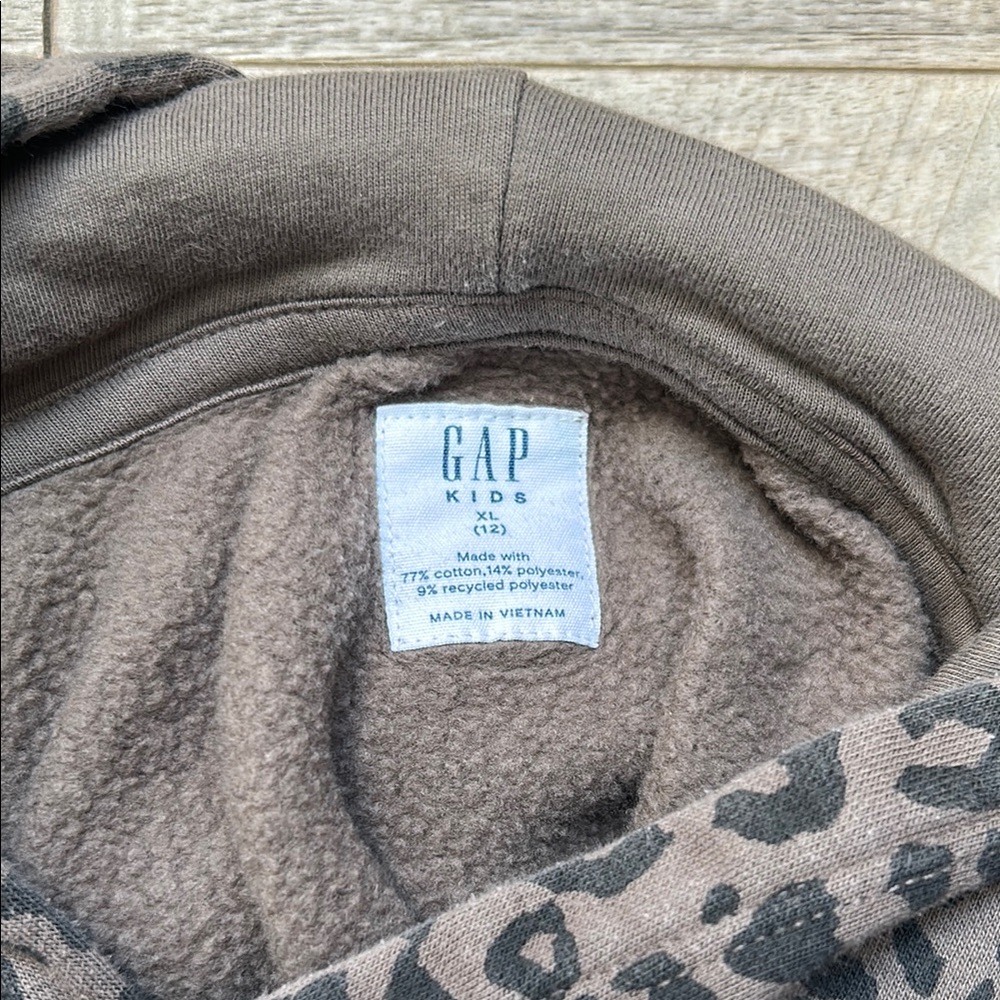 GAP Kids Girls Leopard Print Hoodie Size: 12 - Picture 6 of 6